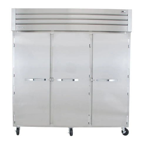 True STR3R-3S 77 3/4" Three Section Reach In Refrigerator, (3) Left/Right Hinge Solid Doors, 115v