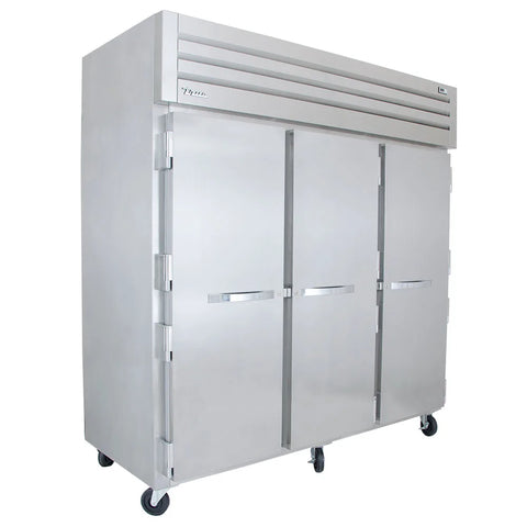 True STR3R-3S 77 3/4" Three Section Reach In Refrigerator, (3) Left/Right Hinge Solid Doors, 115v