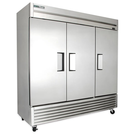 True TS-72-HC 78 1/10" Three Section Reach In Refrigerator, (3) Left/Right Hinge Solid Doors, 115v