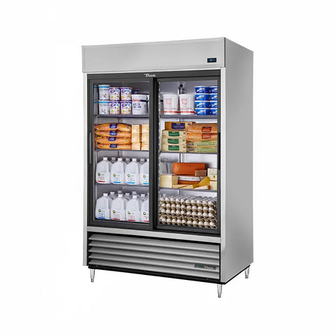 True TSD-47G-HC-LD 54 1/10" Two Section Reach In Refrigerator, (2) Sliding Glass Doors, 115v