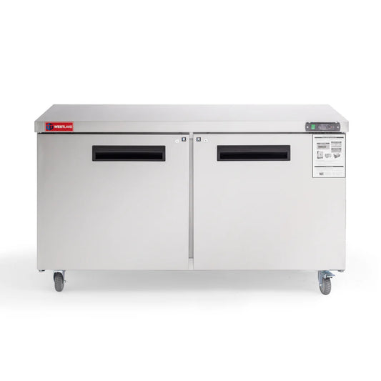 WESTLAKE WKTF-60B 60" W Commercial Freezer Worktop Undercounter Freezer 14.8 Cu.ft Single Door Stainless Steel Counter Fan Cooling Freezer Food Prep Station for Restaurant, Bar  Equipment