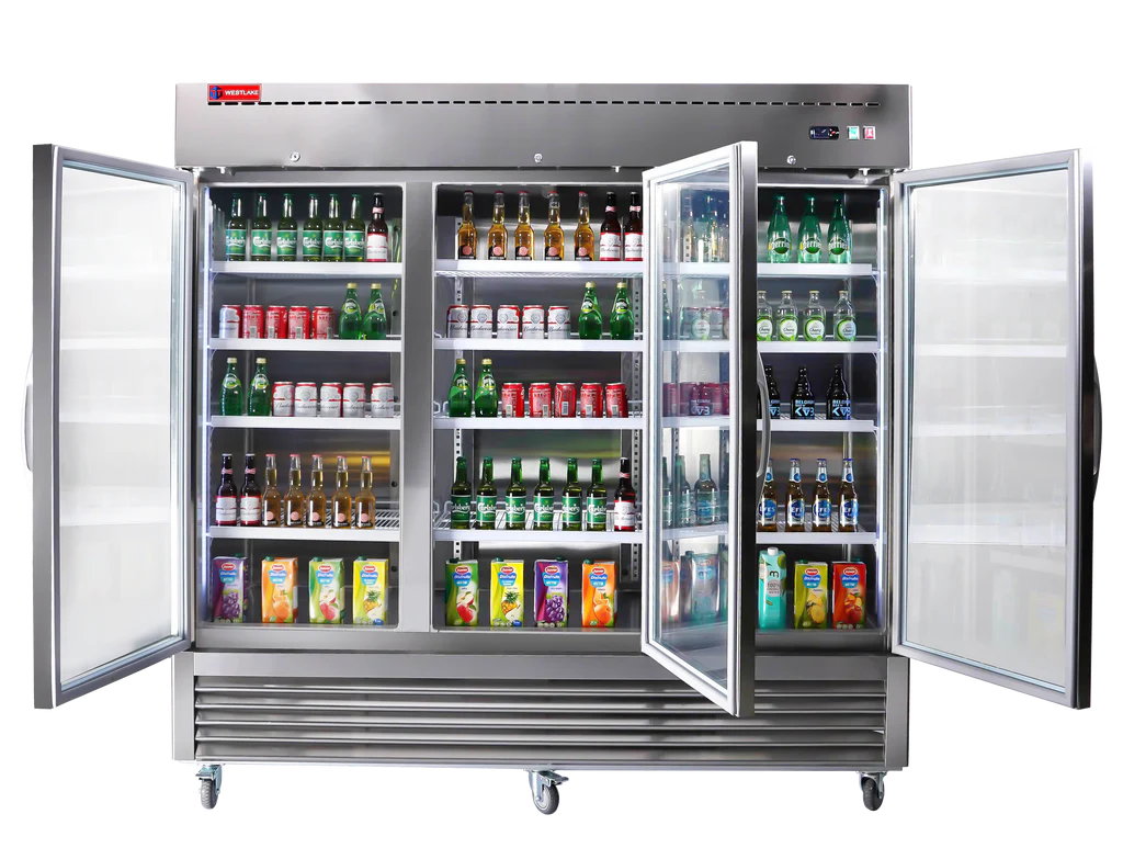 Commercial Refrigerator 3 Glass Door, WESTLAKE WKR-82BG 82" W Merchandiser Reach-in Cooler Upright Fridge 72 Cu.ft for Restaurant, Bar, Shop, Retail