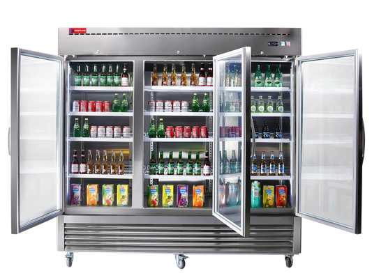 Commercial Refrigerator 3 Glass Door, WESTLAKE WKR-82BG 82" W Merchandiser Reach-in Cooler Upright Fridge 72 Cu.ft for Restaurant, Bar, Shop, Retail