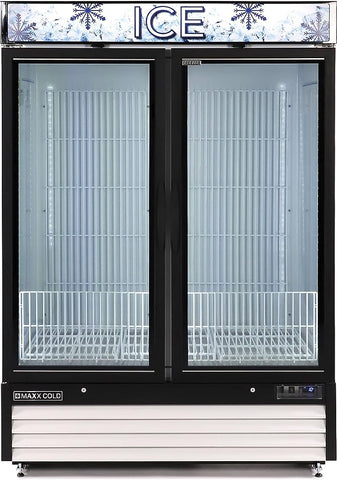 MXM2-48FHC Maxx Cold Double Glass Door Merchandiser Freezer, Swing Door, 48 cu. ft., Storage Capacity, in White