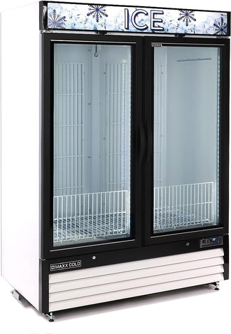 MXM2-48FHC Maxx Cold Double Glass Door Merchandiser Freezer, Swing Door, 48 cu. ft., Storage Capacity, in White