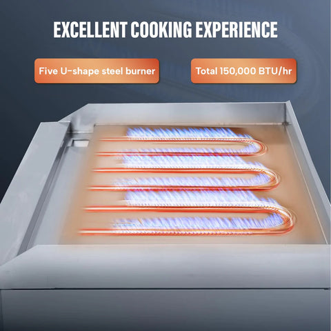 Commercial Gas Griddle, WESTLAKE EGG-60S 60" Countertop Griddle 5 Burner Plate Grill 150,000 BTU