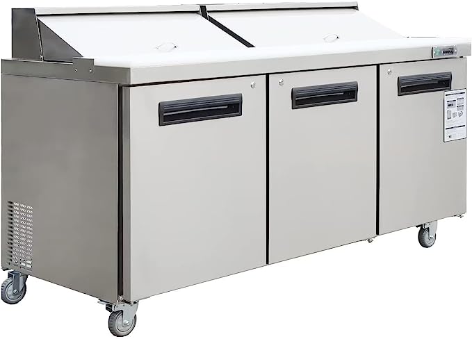 ⚡Flash Sale⚡Aceland ASR-72BM Stainless Steel Three Door Mega Top Food Prep Refrigerator