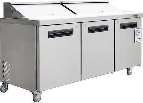 ⚡Flash Sale⚡Aceland ASR-72BM Stainless Steel Three Door Mega Top Food Prep Refrigerator