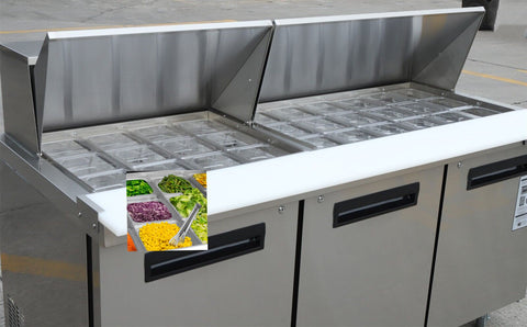 Aceland ASR-72BM Stainless Steel Three Door Mega Top Food Prep Refrigerator