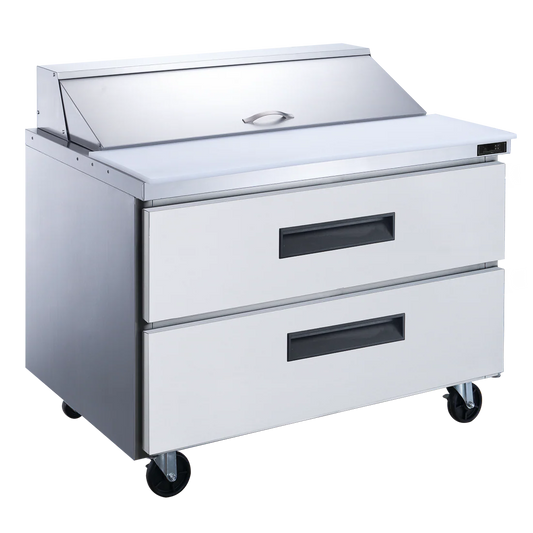 Dukers DSP36-10-D2 2-Drawer Commercial Food Prep Table Refrigerator in Stainless Steel
