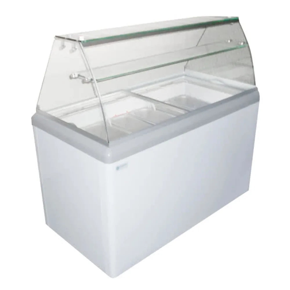 Excellence Industries HBG-10HC 59 1/2" Stand Alone Gelato Dipping Cabinet w/ 10 Pan Capacity - White, 115v