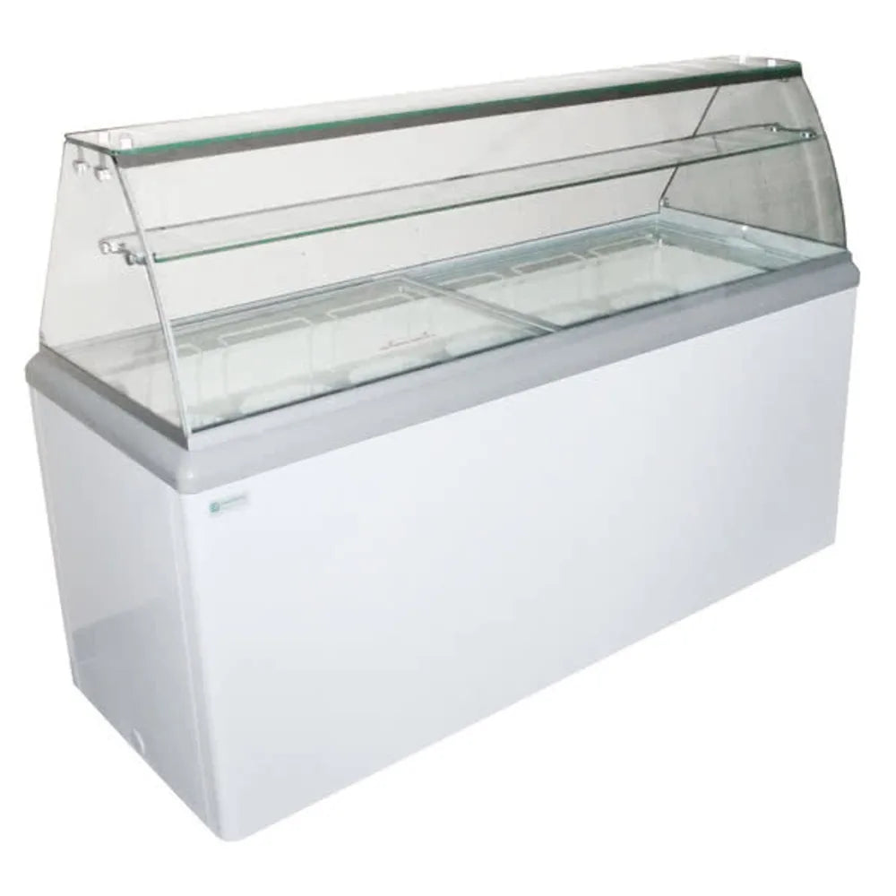 Excellence Industries HBD-10HC 59 1/2" Stand Alone Ice Cream Dipping Cabinet w/ 18 Tub Capacity - White, 115v
