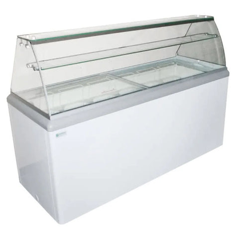 Excellence Industries HBD-10HC 59 1/2" Stand Alone Ice Cream Dipping Cabinet w/ 18 Tub Capacity - White, 115v