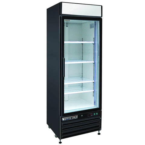 MXM1-23FBHC Maxx Cold Single Door, Glass Door Freezer Merchandiser, Black, 23 Cu ft