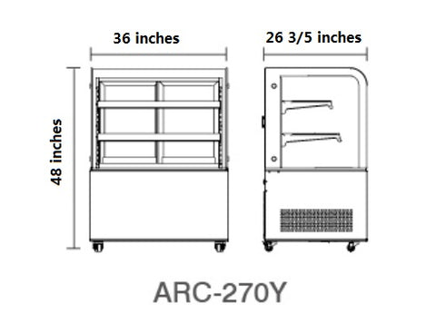 Aceland CW-270Y 36" CURVED Glass Stainless Steel Refrigerated Bakery Disp