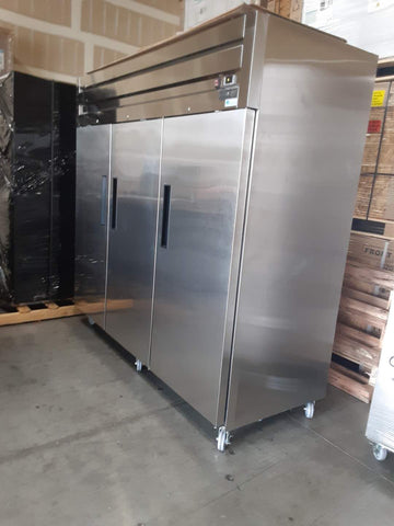 Dukers D83AR Commercial 3-Door Top Mount Refrigerator in Stainless Steel