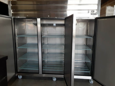 Dukers D83AR Commercial 3-Door Top Mount Refrigerator in Stainless Steel