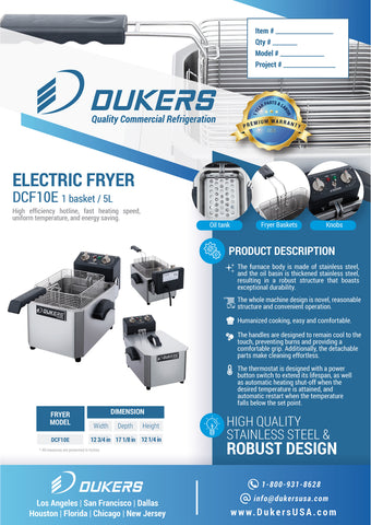 Dukers DCF10E One Basket Electric Fryer