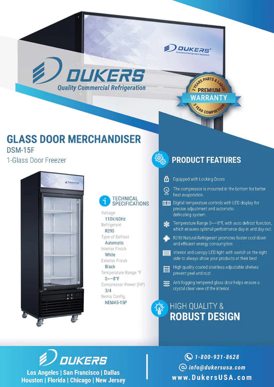 DSM-15F Commercial Single Glass Swing Door Merchandiser Freezer