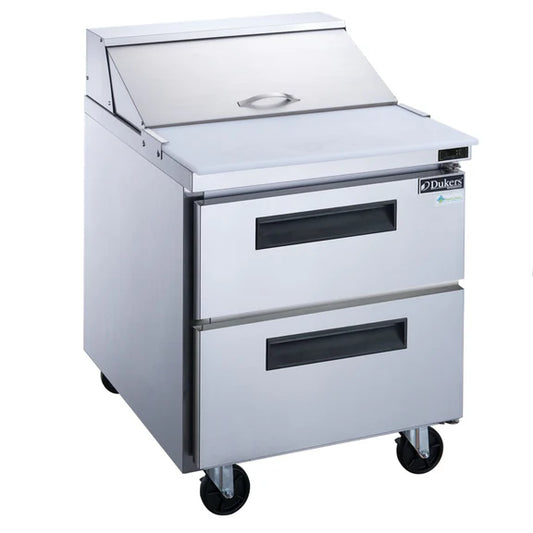 Dukers DSP29-12M-D2 2-Drawer Megatop Commercial Food Prep Table Refrigerator in Stainless Steel