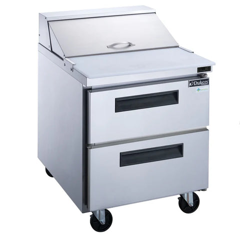 Dukers DSP29-8-D2 2-Drawer Commercial Food Prep Table Refrigerator in Stainless Steel