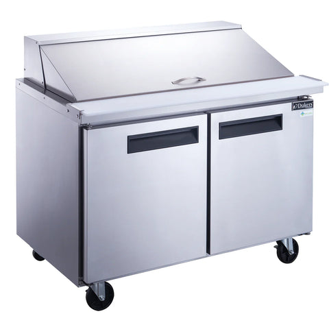 DSP36-15M-S2 2-Door Commercial Food Prep Table Refrigerator in Stainless Steel with Mega Top