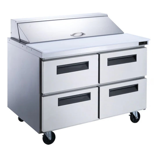 Dukers DSP48-12-D4 4-Drawer Commercial Food Prep Table Refrigerator in Stainless Steel