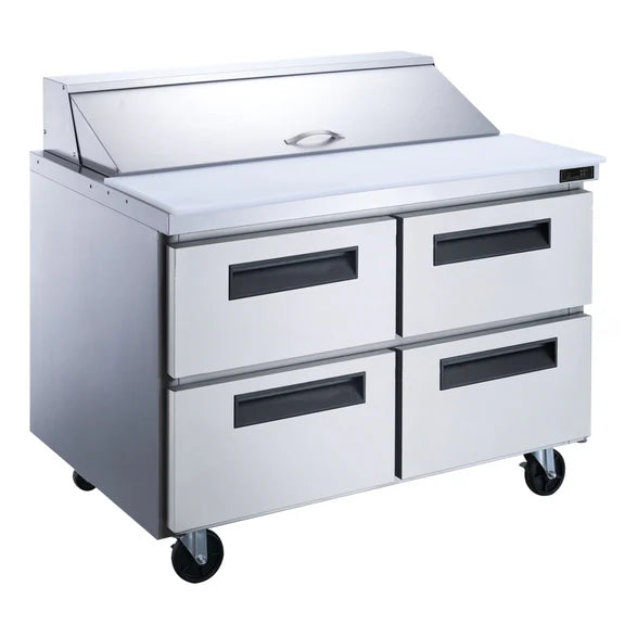 Dukers DSP48-18M-D4 4-Drawer Megatop Commercial Food Prep Table Refrigerator in Stainless Steel