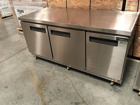 Dukers DUC72R 3-Door Undercounter Commercial Refrigerator in Stainless Steel