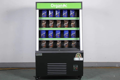 ALK Erina 36'' Steel Open Air Grab Go Display Refrigerator (WHEELS ARE NOT PRE-INSTALLED)
