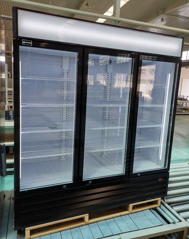 Aceland AKF-72BG 72" W Commercial Display Freezer Merchandiser 3 Glass Door 3 Section Stainless Steel Reach-In Glass Door Upright Air Cooling 54 Cu.ft for Restaurant, Bar, Shop, Retail