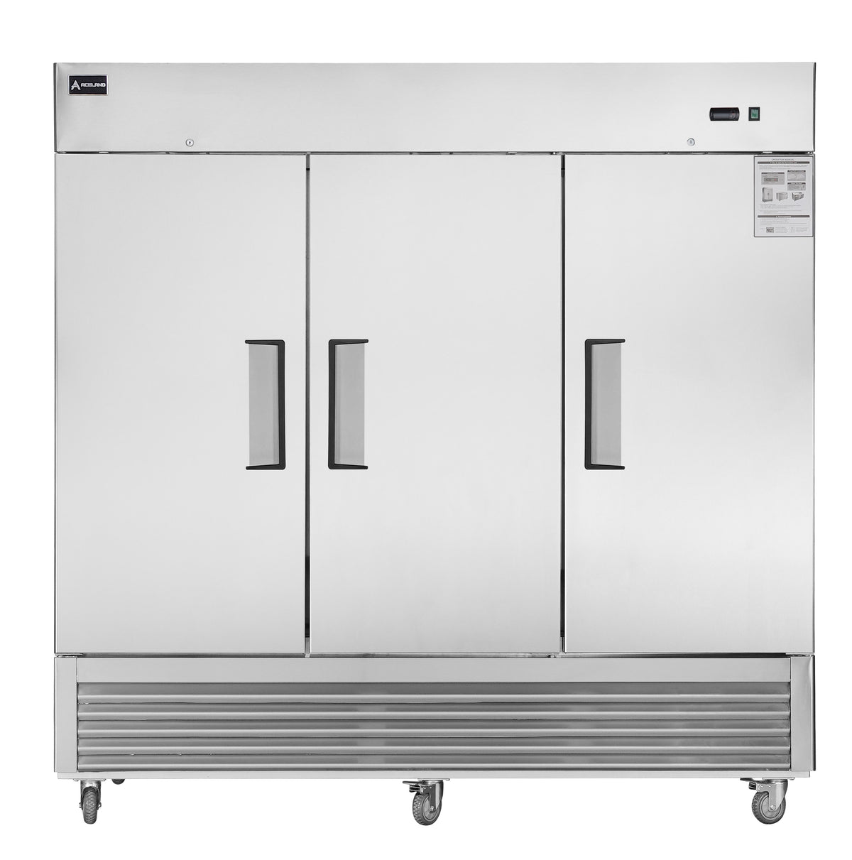 Aceland AF-82B 3 door 82" Stainless Steel Reach in Upright Freezer 72 Cu. Ft