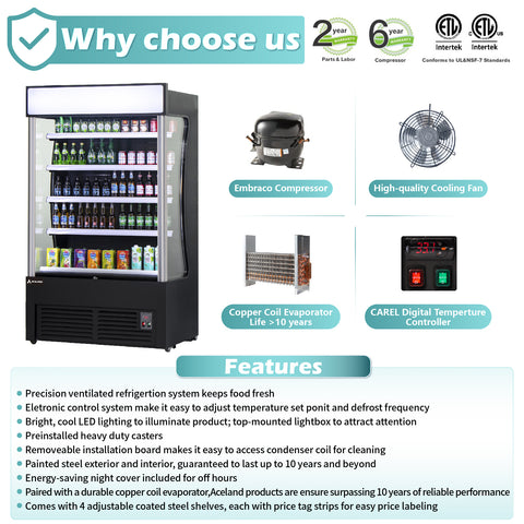 Aceland LD3-2Z-C3 46‘’ OPEN AIR MERCHANDISER GRAB GO REFRIGERATOR