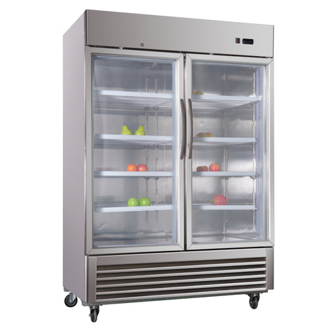 Aceland AR-49BG Reach In Double Glass Door Refrigerator-49 Cubic Feet