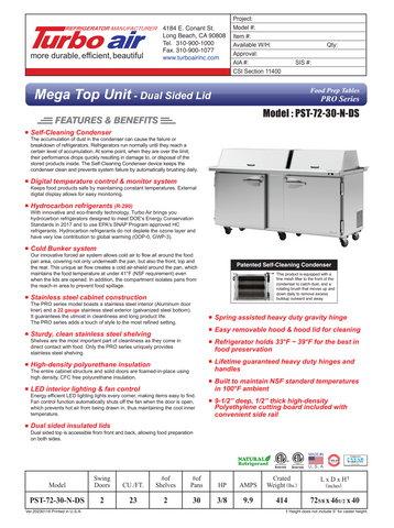 Turbo Air PST-72-30-N-DS 72" Mega Top Sandwich/Salad Prep Table w/ 2 Doors, 30 Pans