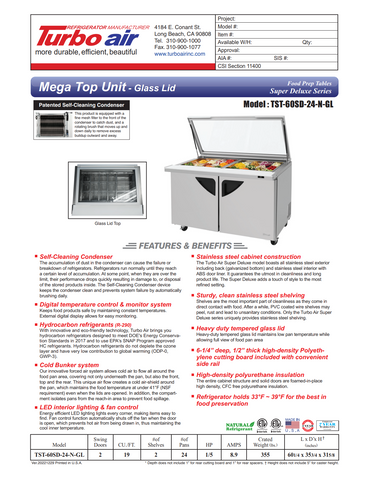 Turbo Air TST-60SD-24-N-GL 60" Mega Top Sandwich/Salad Prep Table w/ 2 Doors, 24 Pans