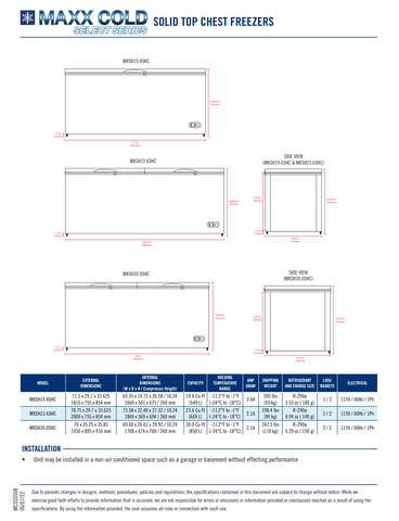 Maxx Cold MXSH23.6SHC 79" Select Series Solid Chest Freezer, 23.6 cu. ft.