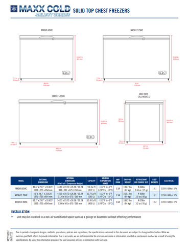 Maxx Cold MXSH12.7SHC 50" Select Series Solid Chest Freezer, 12.7 cu. ft.