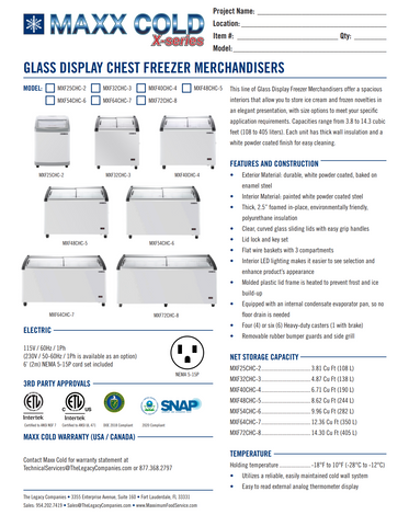 Maxx Cold MXF71F 71" X-Series Mobile Ice Cream Freezer w/ 5 Baskets - 120v