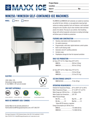 MIM265H Maxx Ice 265 lb Self-Contained Ice Machine, Half-Dice