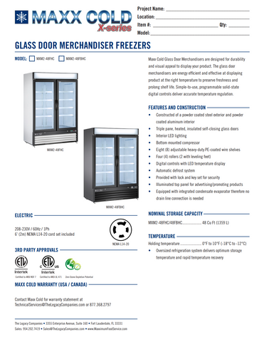 Maxximum MXM2-48FBHC Maxx Cold X-Series Freezer Merchandiser Reach-in Two-section