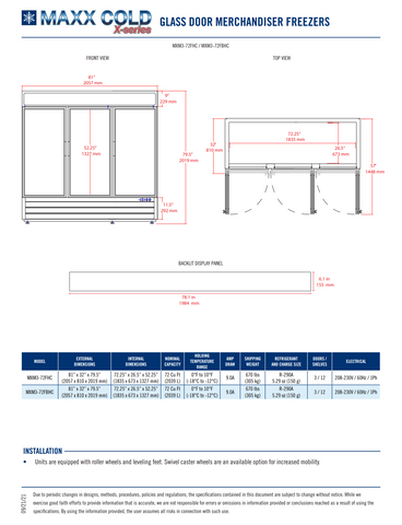 Maxximum MXM3-72FHC Maxx Cold X-Series Freezer Merchandiser Reach-in Three-section