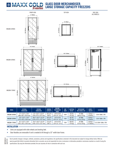 Maxx Cold MXGDM-30FBHC Single Glass Door Merchandiser Freezer, Large Storage Capacity, 30 cu. ft., in Black