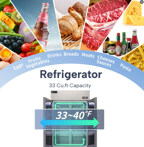 Aceland AR-128  4-door 48” Stainless Steel Reach in Upright refrigerator 33 cu. ft.