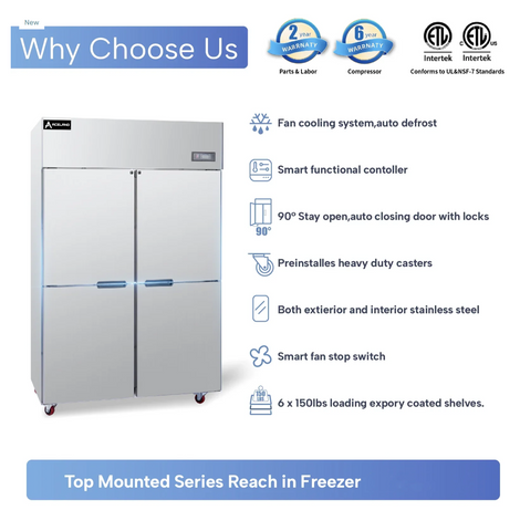 ⚡Flash Sale⚡Aceland AF-128  4-door 48" Stainless Steel Reach in Upright Freezer 33 cu. ft