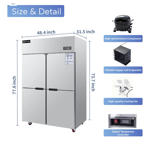 ⚡Flash Sale⚡Aceland AF-128  4-door 48" Stainless Steel Reach in Upright Freezer 33 cu. ft