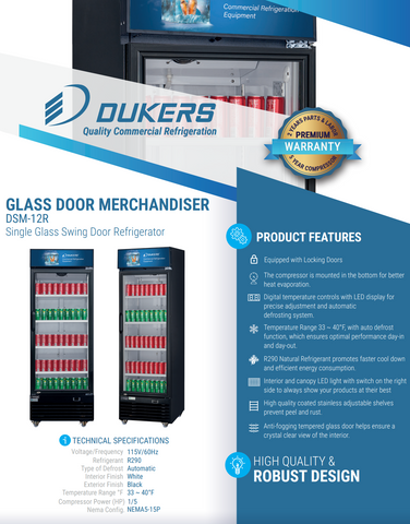 DSM-12R Commercial Single Glass Swing Door Merchandiser Refrigerator