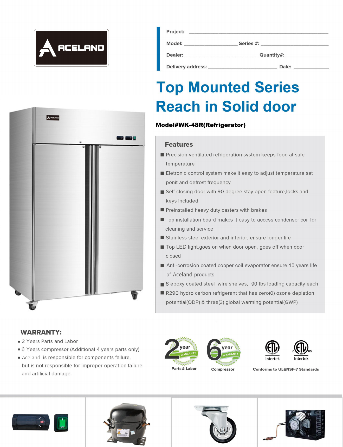 Aceland AR-48B 2 door 48” Stainless Steel Reach in Upright