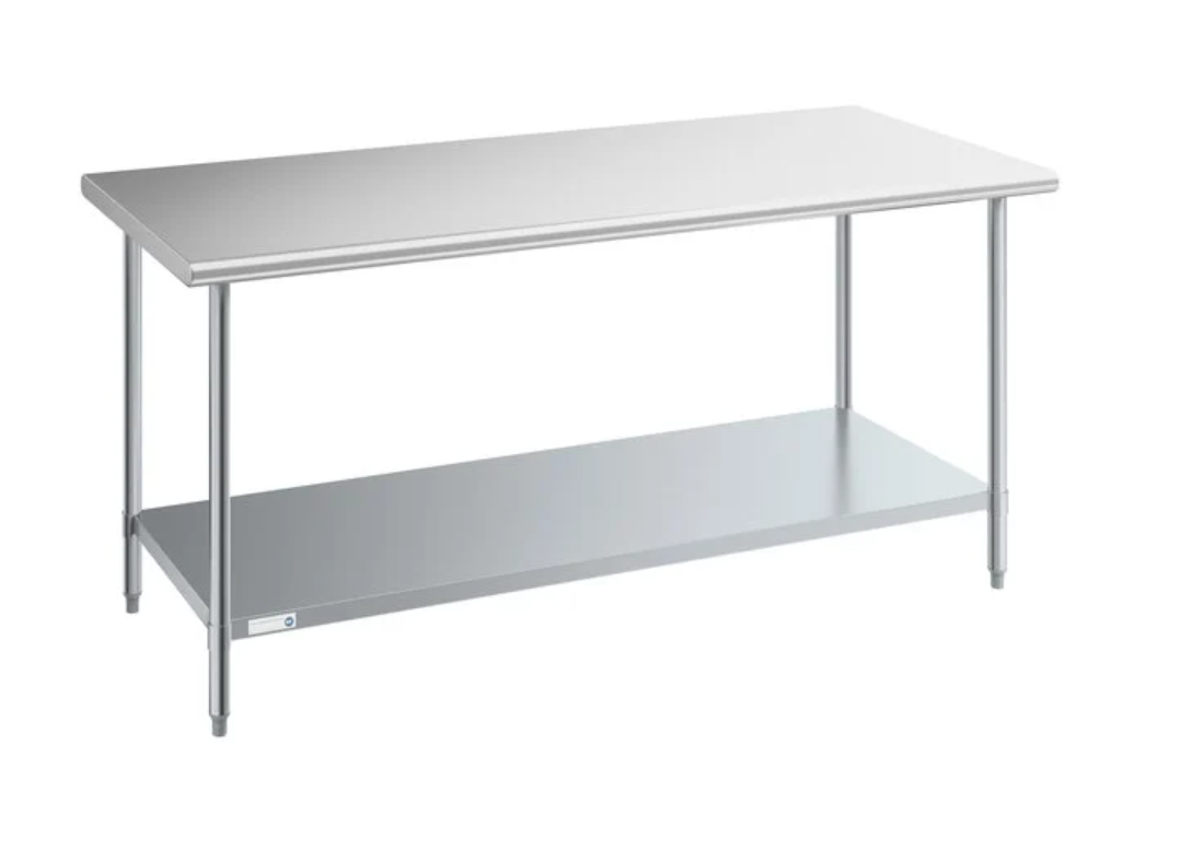 Commercial Work Table WT-E3072- Stainless Steel Top, Galvanized Undershelf  72x30"
