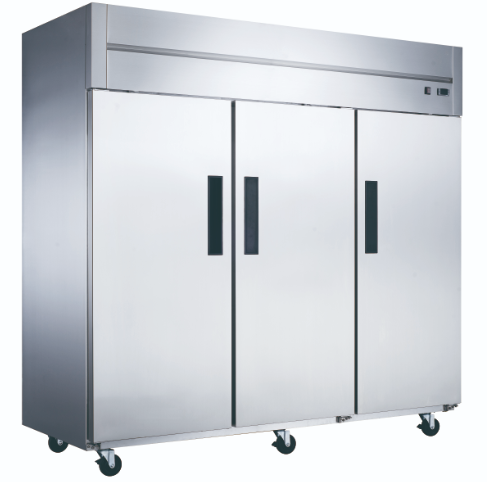 Dukers D83AF Commercial 3-Door Top Mount Freezer in Stainless Steel